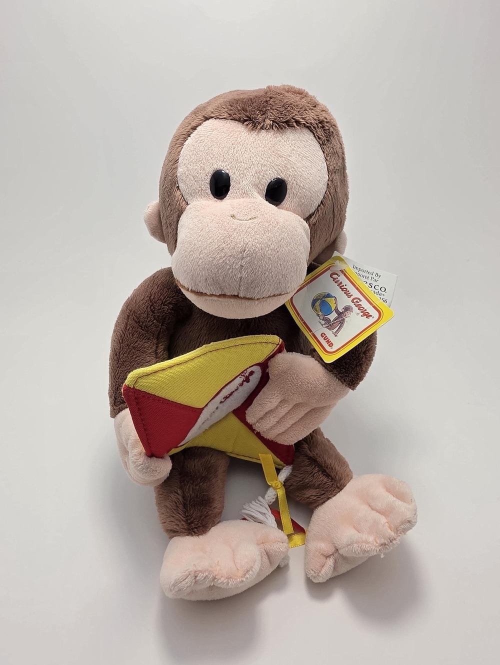 Vintage Gund Curious George Plush Holding Kite New with Tags RARE (11 inch)